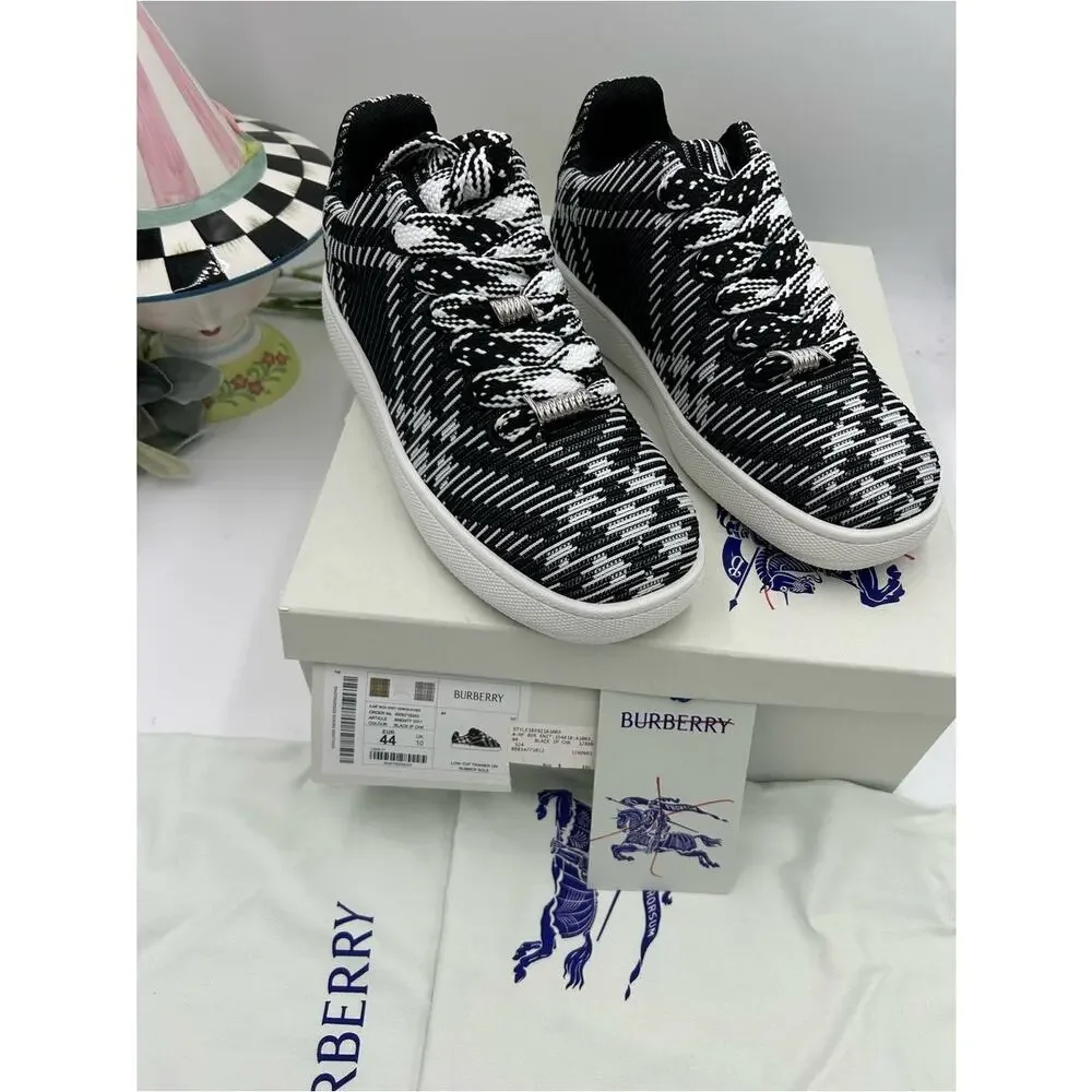 Men's Burberry check knit box low top sneakers size 44 made in Italy